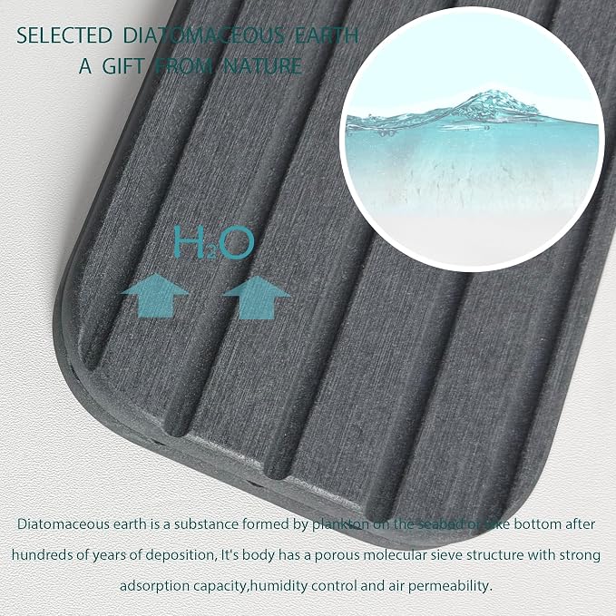 NiuYichee Faucet Mat for Kitchen Sink, Water Absorbing Diatomite Stone Tray | 17.3" x 3.9" Sink Coaster for Bathroom Counter, Stone Drying Mat, Sink Splash Guard, Fast Drying-Prevent Moisture, Dark Gray - Image 5