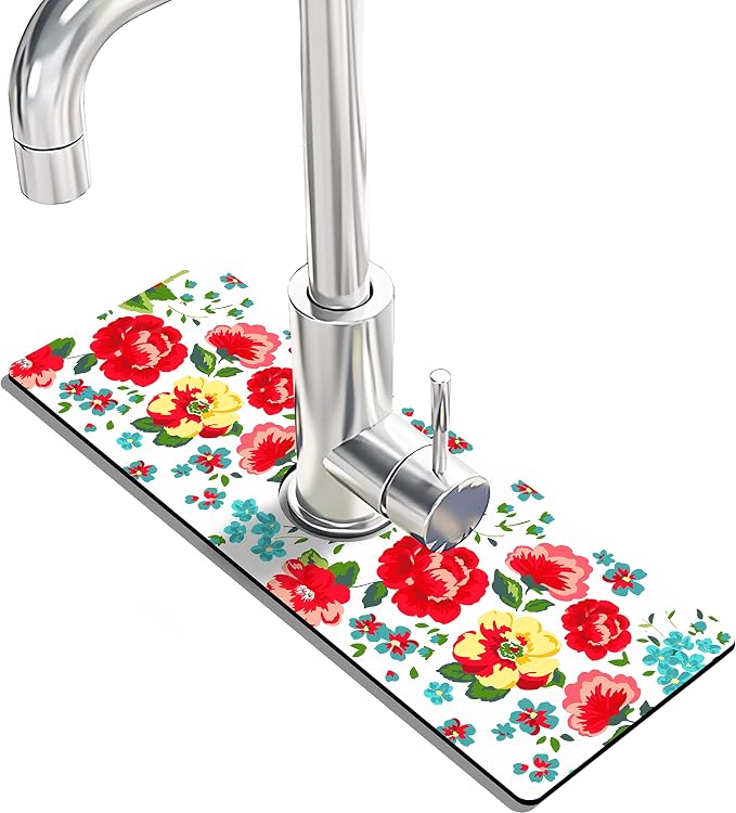Kitchen Sink Splash Guard Faucet Mat -2 PC Super Absorbent Fast Drying Mat Sink Gadgets-Splash Guard Behind Faucet Drip Catcher for Kitchen, Bathroom,Sink Mat, Dish Drying Mat, Bathroom(15" X 5.5" ) - Image 2