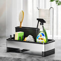 Ewaiira Sponge Holder for Kitchen Sink, Stainless Steel Sink Caddy | with Brush Holder & Dishcloth Rack, Countertop Sink Organizer, Soap Dispenser Kitchen Organizers Storage (D-Black 9.8″) by EwaiiraHomeStorageOrganizer