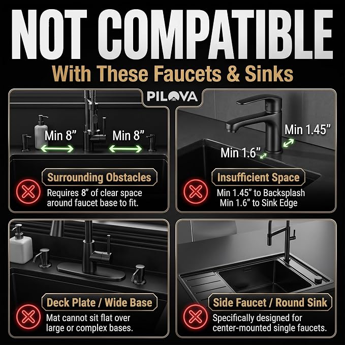 Premium Kitchen Sink Splash Guard – 16" x 5.7" Silicone Faucet Mat with Secure Pressure Clip, True 10° 3D Drainage(No Pooling), Anti-Lift Design, Flexible Leak-Sealing Ring, Non-Slip Fit Behind Faucet - Image 5