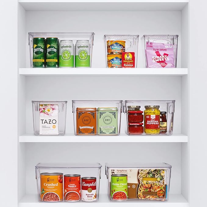 Sorbus Small Clear Plastic Storage Bins for Shelves, Clothes, with Handle - Clear Storage Bins, Drawer, Shelf, Closet, Pantry, Fridge, Freezer Organizer Bins, Closet Organizers and Storage (8 pack) - Image 5
