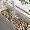 Abstract Brown Leopard Dish Drying Mat for Kitchen Sink Splash Guard Behind Faucet Sink Mat Absorbent Fast Drying Faucet Draining Mat for Bathroom Kitchen 5.5"×24" by Unknown