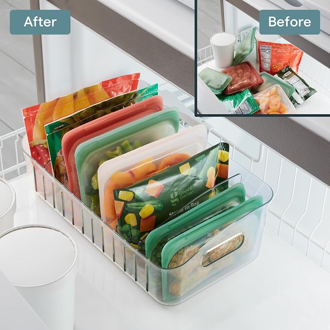 YouCopia FreezeUp Freezer Bin 15", BPA-Free Clear Fridge Organizer with Adjustable Dividers and Handles for Frozen Food and Leftovers - Image 6