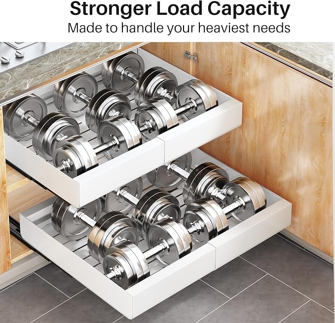 Pull out Cabinet Organizer, 6-pack, Expandable(12"-20") Heavy Duty Slide out Drawers Fixed with Adhesive Nano Film for Pots, Roll out Shelf Storage for Kitchen Base Cabinet Organization(3 Rails) - Image 6