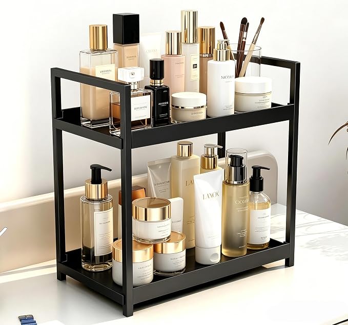 Bathroom Counter Organizer, 2 Tier Black Counter Shelf | Bathroom Organizers and Storage Countertop, for Vanity Tables, Dresser, Makeup - Image 4