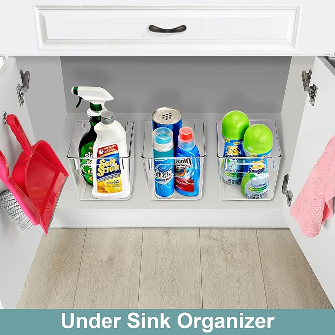 Sorbus 4 Pack Small Clear Plastic Storage Bins, Clear Organizer Bins with Handle for Kitchen, Pantry, Cabinet, Refrigerator, Craft, Toys, Clothes, Closet, Under Sink, Bathroom Organizers and Storage - Image 6