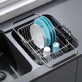 JASIWAY Sink Small Dish Drying Rack with Utensil Holder, for RV, Apartment | Over Sink Expandable Stainless Steel Dish Drainers for Compact Kitchen, Space Saving, Fast Drain, Rustproof, For 1-2 people by JASIWAY