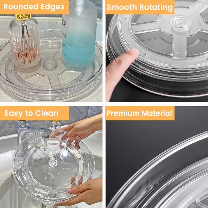 Clear 11" Lazy Susan Organizer, 2 Pack Plastic Lazy Susan Turntable for Cabinet Rotating Pantry Lazy Susan Cabinet Organizer, Storage Containers for Kitchen, Refrigerator - Image 6