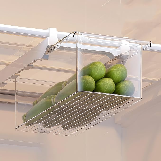 Refrigerator Organizers Storage Fridge Drawer, Storage Containers - 1pc(M) | Under Shelf Drawer for Fruit, Deli, Cheese, Seafood, Pull Out Plastic Organizer Bins fit for Medium Fridge Shelf, Simple Use - Image 7