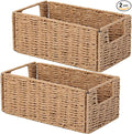 Wicker Storage Basket, Set of 2 Hand-Woven Paper Rope Wicker Basket, Small Storage Baskets for Organizing Toilet Paper Basket, Foldable Large Cube Storage Organizer Bins for Shelves (Natural) by Vagusicc