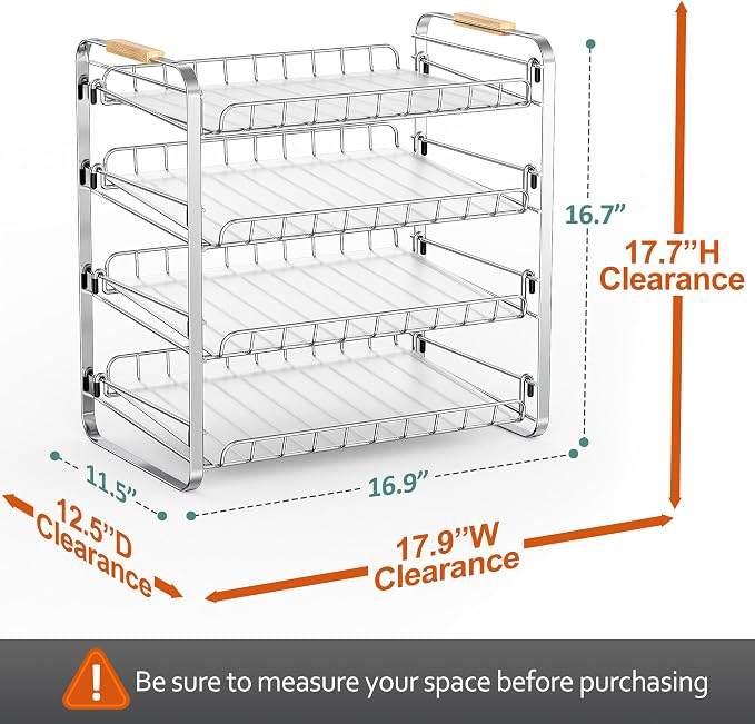 MAXIFFE 4 Tier Can Organizer for Pantry, 16.9" W×11.5" D×16.7" H, Space-Saving Adjustable Metal Hold 40 Standard 12-oz Cans Storage Rack Holder for Countertop Kitchen Soda Drinks Fruits, Chrome - Image 2