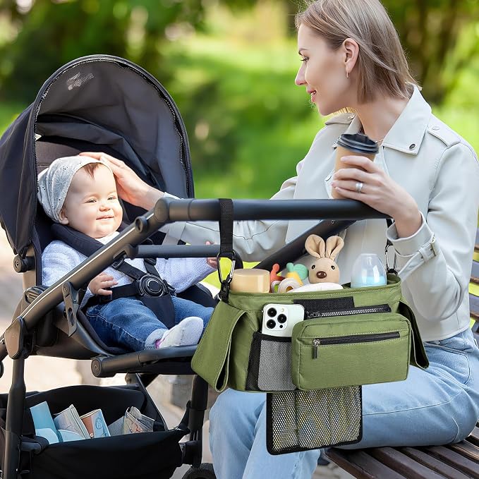 Accmor Universal Stroller Organizer with Insulated Cup Holder Detachable Phone Bag and Shoulder Strap,Stroller Bag Caddy Organizer for Uppababy, Baby Jogger, Britax Strollers - Image 7