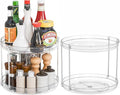 2 Pack 2 Tier Lazy Susan Spice Rack for Cabinet,Countertop and Pantry,9.5"W Small Rotating Turntable Organizer for Condiment,Pill Bottle,Vitamin,Medicine Cabinet Organizers and Kitchen Spice Organizer by SuoxingStorage
