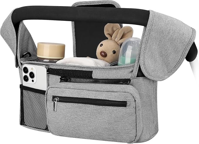 Accmor Universal Stroller Organizer with Insulated Cup Holder Detachable Phone Bag and Shoulder Strap,Stroller Bag Caddy Organizer for Uppababy, Baby Jogger, Britax Strollers by Accmor