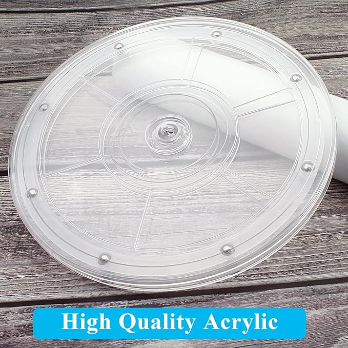Jersvims 8 Inch Acrylic Turntable Platter, Transparent | Round Rotating Plate, For Kitchen Pantry Cabinet Organizer, Desk Rack Spice Organizer, Cake Cookie Decorating - Image 3