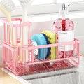 Sponge Holder for Kitchen Sink, Kitchen Sink Caddy, Kitchen Sink Sponge Holder, Dish Sponge Holder, Kitchen Sink Organizer for Sponge, Dish Brush, Scrubber(9.65" x 3.74" x 6.3", Pink) by OERPHO