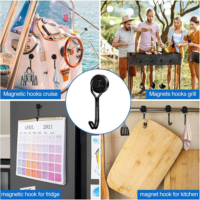 LOVIMAG Swivel Magnetic Hooks, 30LBS, Pack of 20 | Cruise Cabin Ship Essentials 2026, Heavy Duty Magnets for Refrigerator, Classroom, Kitchen, Hanging Mug, Black - Image 7