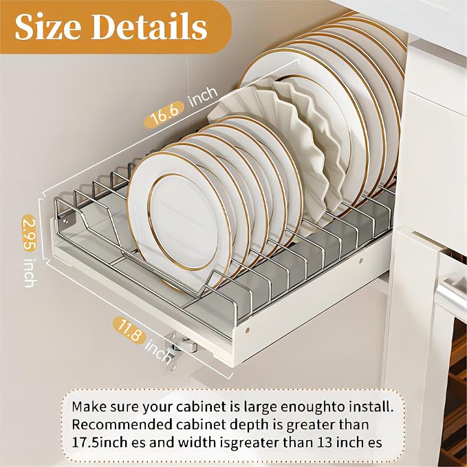 Pull Out Cabinet Organizer Fixed with Adhesive Nano Film | Slide Out Dish Drying Rack for Kitchen Cabinets, Pull Out Drawer for Kitchen Under Sink Organizer - Image 3
