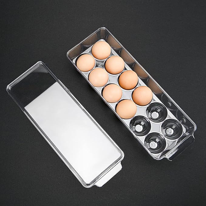 12 Eggs Holder for Refrigerator, Clear Egg Container for Fridge, Kitchen - Image 5