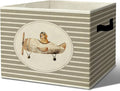 Rustic Golden Retriever Airplane Storage Bins Boxes with Handles | toys books clothes, grey striped nursery foldable basket for organizing bedroom toddler room playroom by Unknown