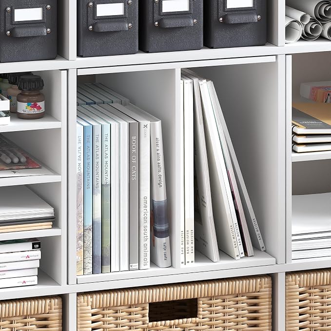 Furinno Cubicle H-Shelf Cube Insert, 2-Tier Cube Organizer, White | 12.9W x 12.9H, Shelf Accessory, Fits into Furinno Triple Thick Cubes, IKEA Kallax, for Organizers and Storage - Image 7