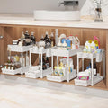 4-Pack 2-Tier Under Sink Organizer with Pull Out Drawers | Multi-use kitchen & bathroom storage. Includes hanging hooks and cups. White, space-saving cabinet design. 12.8 Inch by Sevenblue