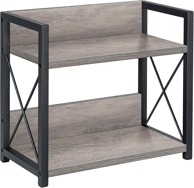 Giikin Countertop Shelf Organizer, 2 Tier Kitchen Spice Rack for Countertop, Wood Kitchen Counter Shelf for Home, Coffee Station Organizer (Grey,S) by Giikin