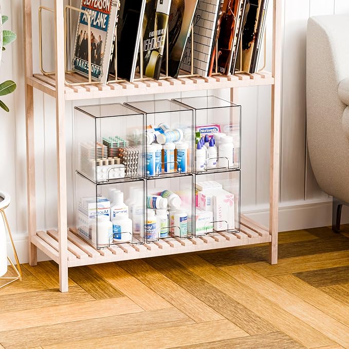 2 Pack Clear Stackable Storage Drawers,7.6" H Baby Bottle Organizer,Acrylic Drawer Containers for Cosmetics,Skincare,Beauty Products,Cabinet,Vanity,Kitchen,Under Sink and Bathroom Storage Bins - Image 9