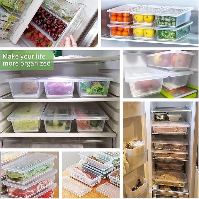 SILIVO Fruit Storage Containers for Fridge (3 Pack) - 1.5L Produce Saver Containers for Refrigerator with Removable Drain Tray Keep Fresh for Produce, Bacon, Fruits and Vegetables - Image 9