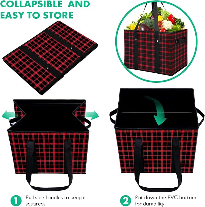 Reusable Grocery Bags 6 Pack, Foldable & Water Resistant Shopping Bags | Large Grocery Tote Bag Water Resistant Shopping Bags Foldable Grocery Bag for Clothes,Shoes and Picnic - Image 6