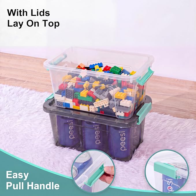 Storage Bins with Lids,7Qt Clear Stackable Storage Containers With Lids Buckle Latches.Perfect for LEGO, Crafts, Office Supplies, and Dorm Room Organization,6-Pack - Image 9