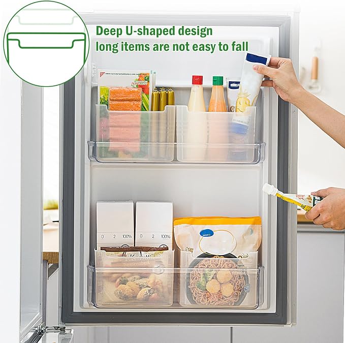 Refrigerator Organizer Box, Fridge Side Door Storage Containers Plastic Translucent Pack of 4 - Image 4