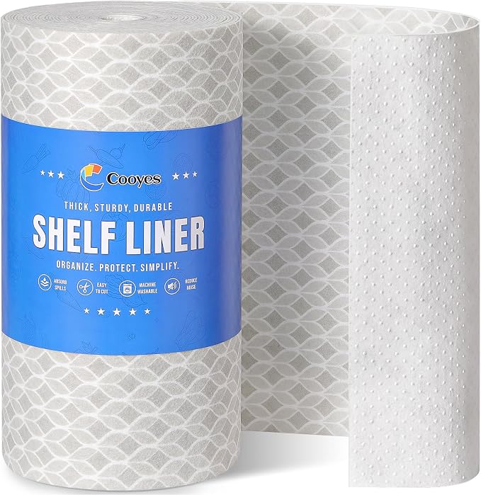 Cooyes Refrigerator Liners, Non-Slip Fridge Liners Washable, Absorbent Refrigerator Shelf Liner for Kitchen Cabinets, Non-Adhesive Refrigerator Mats Fridge bin Liners 12" x 360", Gray by Cooyes