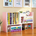 Desktop Shelf Organizer, Adjustable Wood Office Storage Rack, Counter Display Small Bookshelf for Home/Office/School(Pink) by IUSEIT