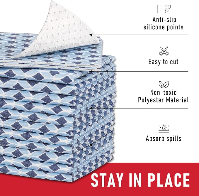 Cooyes 6 Pack Cloth Shelf Liners 17.7" × 24", Non-Slip Refrigerator Liners Machine Washable, Refrigerator Drawer Mats for Glass Shelves and Kitchen Cabinets, (Light Blue) - Image 3