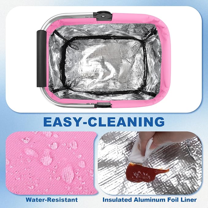 PGmoon Cleaning Caddy Organizer with Handle,Pink | Cleaning Tote Bag with Multiple Pockets for Cleaning Supplies, Products Storage, Housekeepers, Kitchen Cleaning Supplies - Image 3