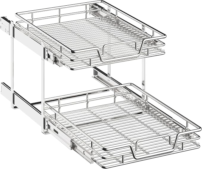 2-Tier Kitchen Cabinet Pull Out Cabinet Organizer,Shelf and Drawer Organizer Slide Out Pantry Storaqe Basket in Multiple Sizes (17" W x 21" D) by Unknown