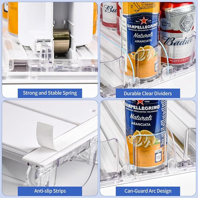 Automatic Soda Can Dispenser for Refrigerator – 5-Row Drink Organizer Holds 25 Cans, Spring-Loaded Pusher, Fits 12oz/16oz/20oz Bottles, No-Tool Assembly - Image 4