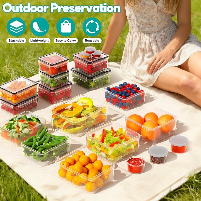 40 Pcs Food Storage Containers with Lids Airtight (20 Lids & 20 Containers) | Reusable Plastic Leakproof Meal-Prep Container for Kitchen Storage Organization Microwave/Dishwasher Safe with Labels & Pen - Image 7