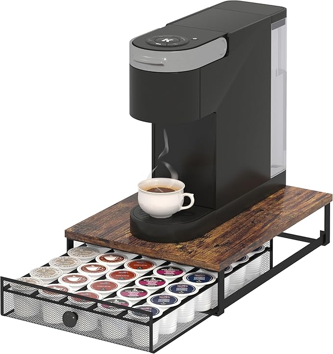 Sedegn Coffee Pod Storage Drawer: Holds 35 K-Cup Pods Coffee Pod Organizer | Sliding Drawer K Cup Holder for Easy Access, Fits Keurig & Coffee Bars, Non-Slip Feet, No Assembly Needed, Brown by sedegnhome
