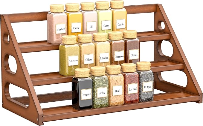 Spice Rack - Bamboo Wood Spice Rack Organization for Cabinet/Countertop - Brown by Unknown