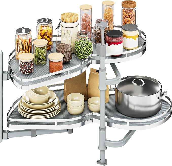 YITAHOME Blind Corner Cabinet Pull Out Organizer | Left Swing Soft-Close Swing-Out Cabinet Organizer with Adjustable Height, 2-Tier 32" Corner Cabinet Lazy Susan for Corner by YITAHOME