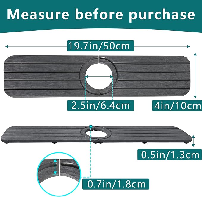 Water Absorbing Stone Kitchen Sink Mat Faucet Splash Guard for Bathroom | Quick Dry, Raised Feet, Diatomaceous Earth, Stone Faucet Mat, Sink Protector for Counter, Sink Accessories, Bathroom Decor - Image 2