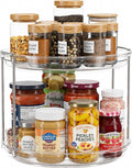 Oizeir 2 Tier Lazy Susan Organizer for Cabinet, Clear Acrylic Rotating Spice Rack Turntable for Kitchen, Pantry, Countertop, Bathroom, Vanity – Double Tier Storage Carousel with Metal Supports by Oizeir