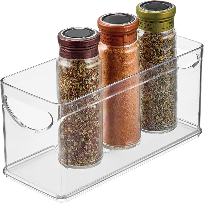 iDesign Plastic Bin, 10" x 4.25" x 5", Clear | Cabinet and Pantry Use with Integrated Handles by iDesign