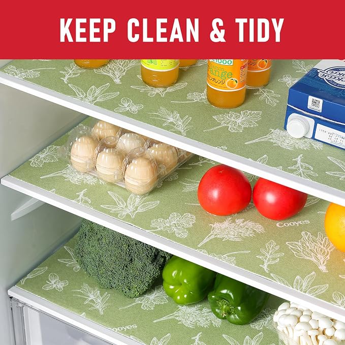 Cooyes Shelf Liner for Refrigerator & Drawer, Non-Adhesive Cabinets Liner for Kitchen Cupboard & Fridge, Breathable Cloth Material, Vegetable-Patterned, 12" x 360", Sage Green - Image 5