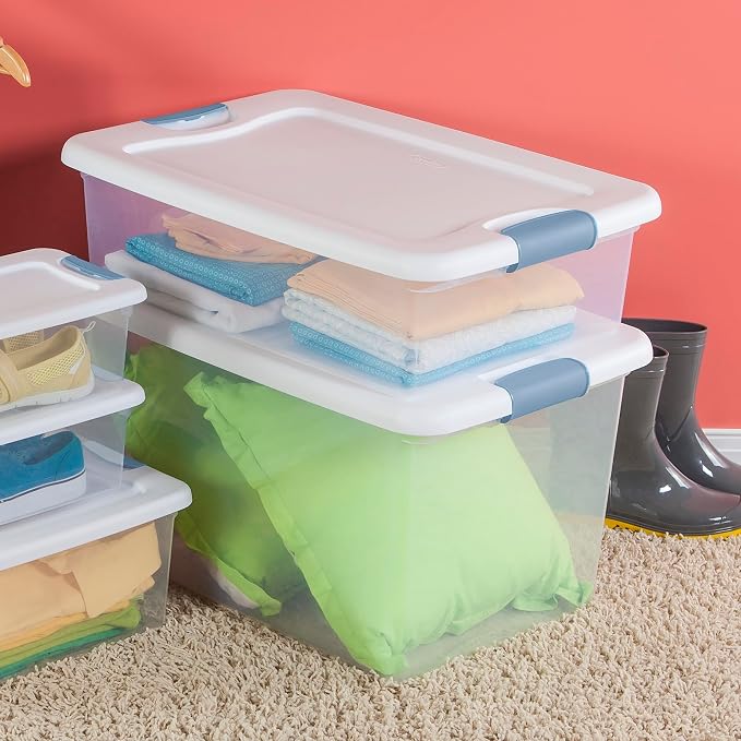 Sterilite Latching Box with Lids for Home and Office, 32 Quart, 12-Pack | Heavy-Duty and Stackable Plastic Containers with Latches for Closet, Cabinet, Bedroom, Bathroom and Dorm Room Organization - Image 5