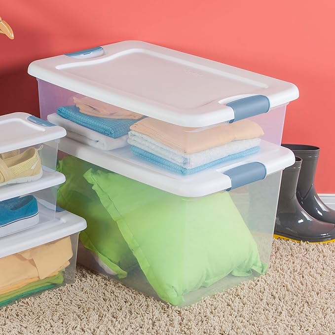 Sterilite Latching Box with Lids for Home and Office, 32 Quart, 24-Pack | Heavy-Duty and Stackable Plastic Containers with Latches for Closet, Cabinet, Bedroom, Bathroom and Dorm Room Organization - Image 6
