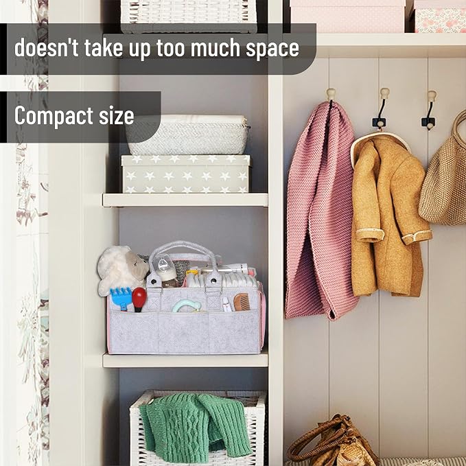 Mr. Pen- Baby Diaper Caddy Organizer, Gray, Pink Inside | Nursery Storage Bin and Car Organizer for Diapers and Baby Wipes - Image 5