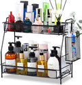 Large Countertop Organizer for Bathroom Counter, Bathroom Organizers and Storage, Under Sink Organizer Spice Rack Organizer for Kitchen with Basket(Black) by LemikkleDirect